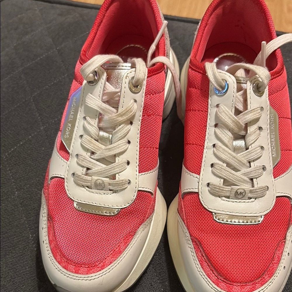Michael Kors Red and White Sneakers